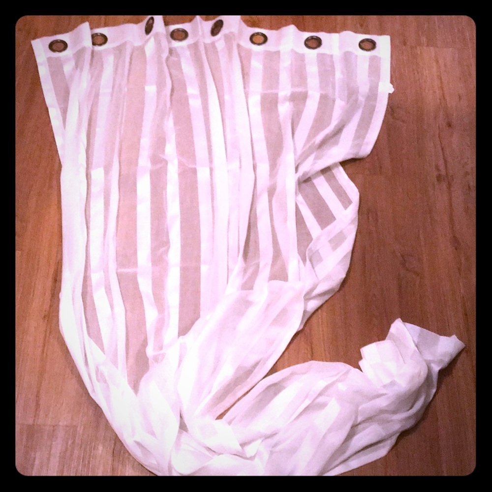White Stripe Sheer Shower Curtain NEW